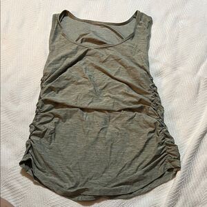 Eddie Bauer Ruched Olive Green Sleeveless Top